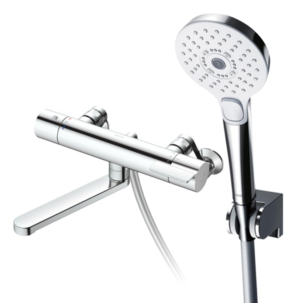 

TOTO Bathroom Thermostatic Mixing Comfort TBV03404J Wall-Mounted Faucet, 170mm, Wave, 3-Mode, Chrome,