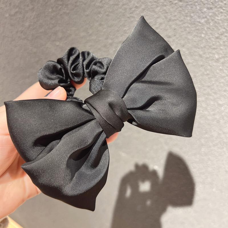 Vintage French Large Hair Bow Ties Claws Elegant Solid Color Big Bow Hair Clip Satin Butterfly Bow Hairpin Girl Hair Accessories