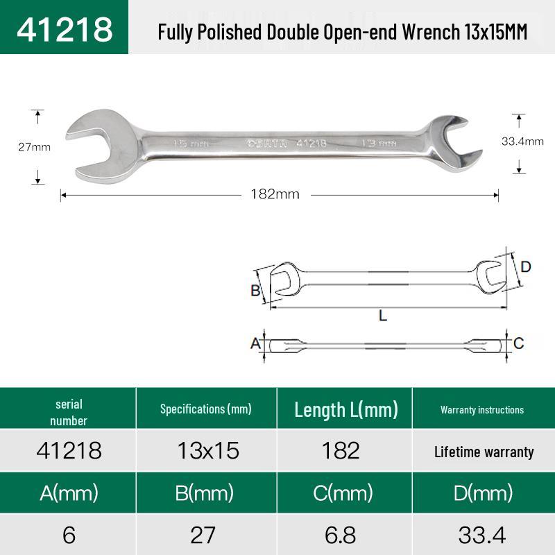 SATA Double-Headed Open-End Spanner Set: 8/10/12/14/17/19/22mm Fixed Forked Wrench