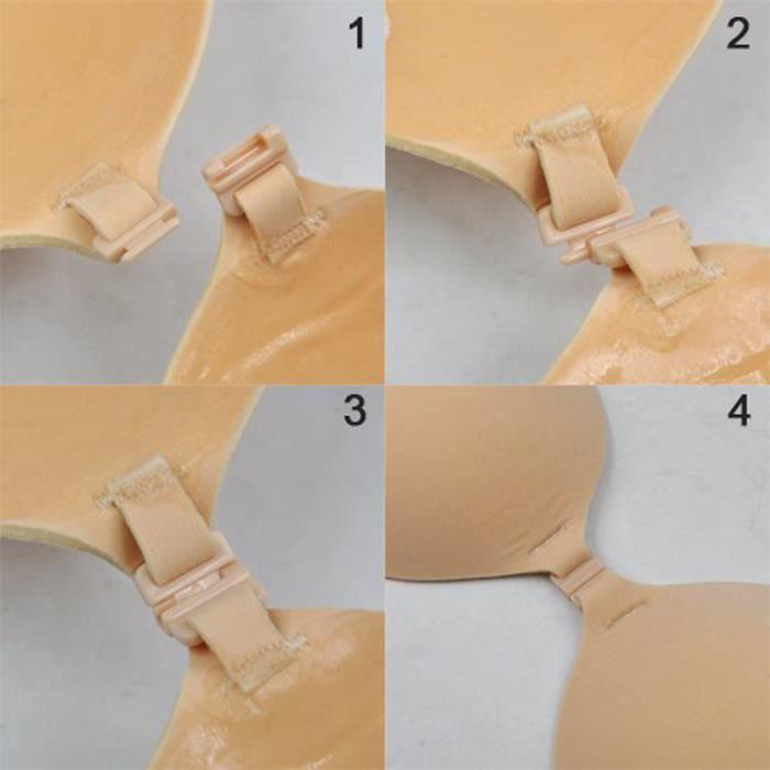Push Up Bra - Invisible Bra - Beige - Silicone - Wirefree - A-B