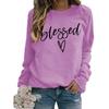 Women's Crew Neck Long Sleeve Loose Fit Sweatshirt Letter Print Casual Oversized Top