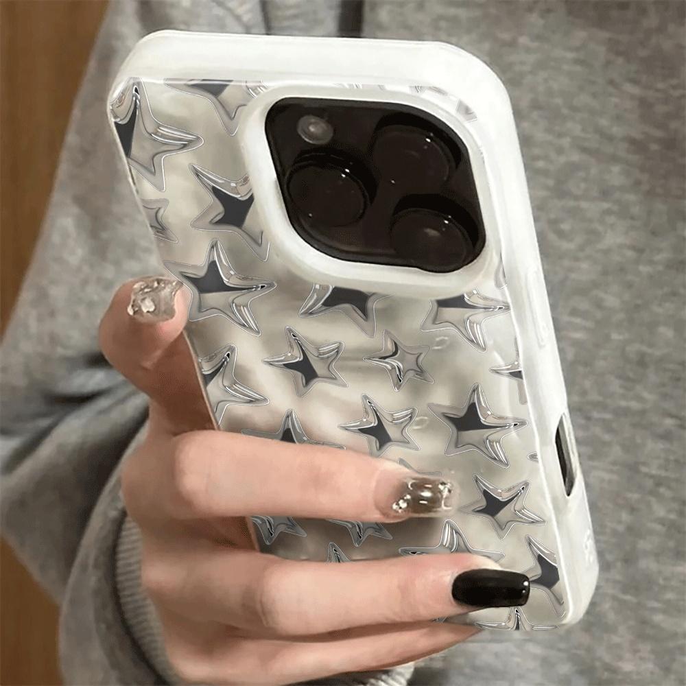Stars Y2k Ins 3D Irregular Wrinkle Meteorite Phone Cases for IPhone 17 16 15 14 Plus 13 12 11 Air Pro Max Shockproof Glossy Soft