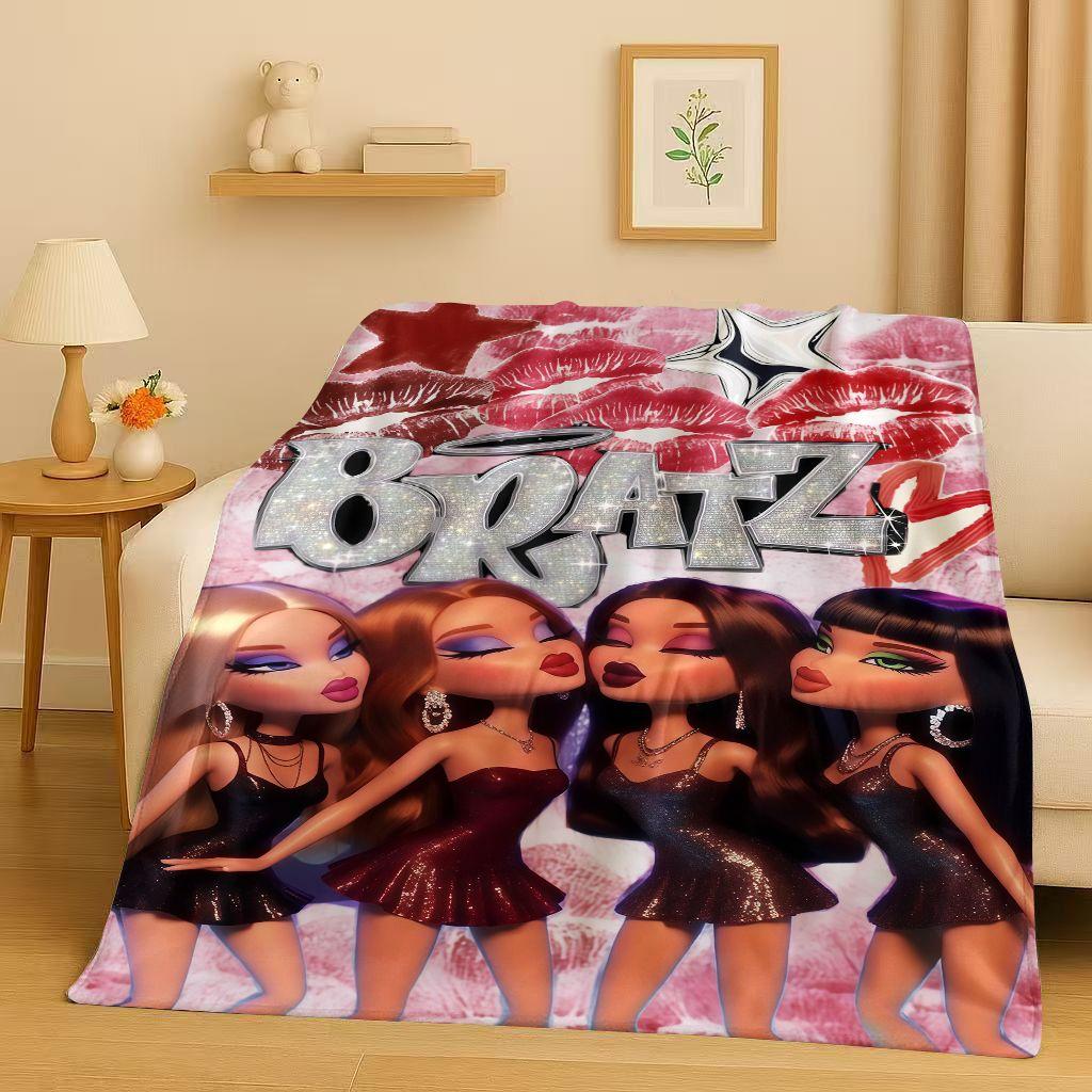 New Cartoon Bratz Doll Girl Flannel Blanket,Ultra Soft Warm Plush Throw for Home Bedroom Bed Sofa Cover Office Gift Kids Picnic