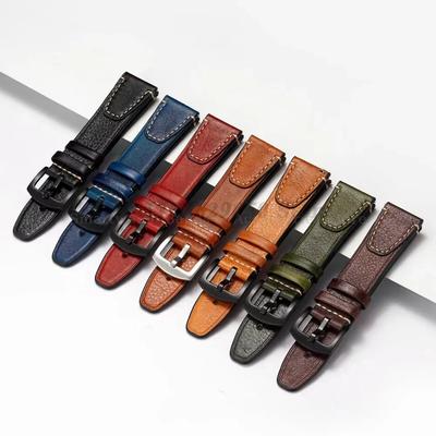 Vintage Genuine Leather Strap for Seiko for Omega for Universal 20mm 22mm Men Women Quick Release Bracelet Accessories