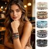 Bohemian Bracelet Braided Multi-Layered Faux Leather Rope Casual with Square