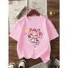 European Sizes Girls' Summer KPOP Girl Group Cartoon Style Short Sleeve T-Shirt, Cute Idol Fashion Print, Breathable And Non-Stuffy Clothing