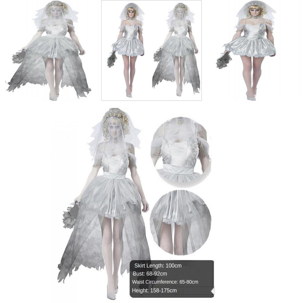 Halloween Ghost Bride Dress Costume For Women Role Play Party Cosplay