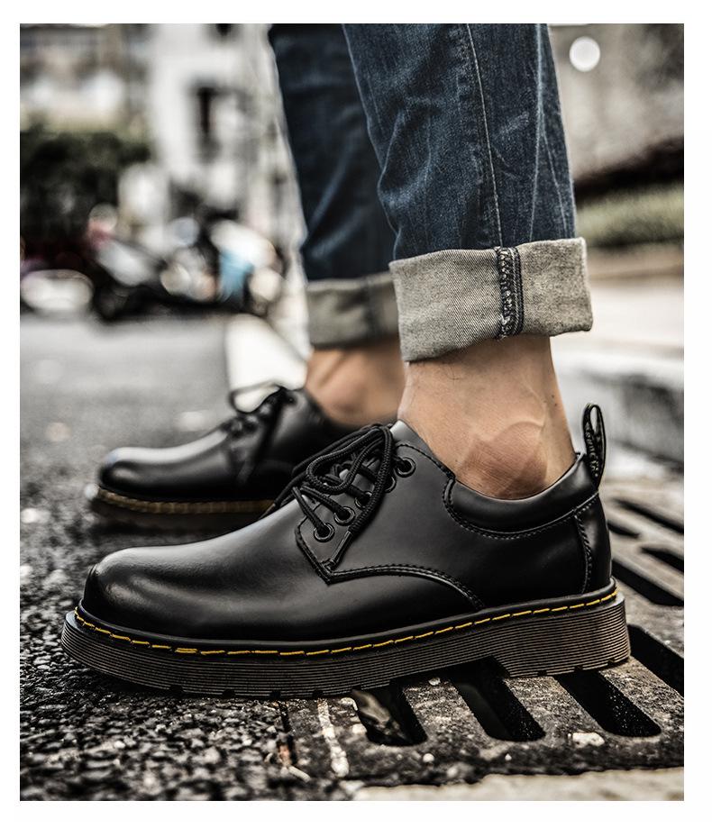 Men's Spring 2021 Black Low-Top Martin Boots - Versatile, British Style Casual Genuine Leather Shoes