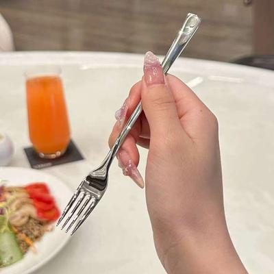 Stainless Steel Dinner Fork Long Handle Table Forks Set Korean Cutlery Four Tine Salad Dessert Fruit Forks Kitchen
