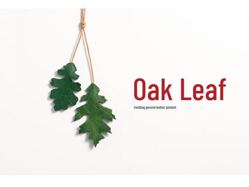 Handmade Genuine Leather Oak Leaf Bag Charm and Keychain Accessory