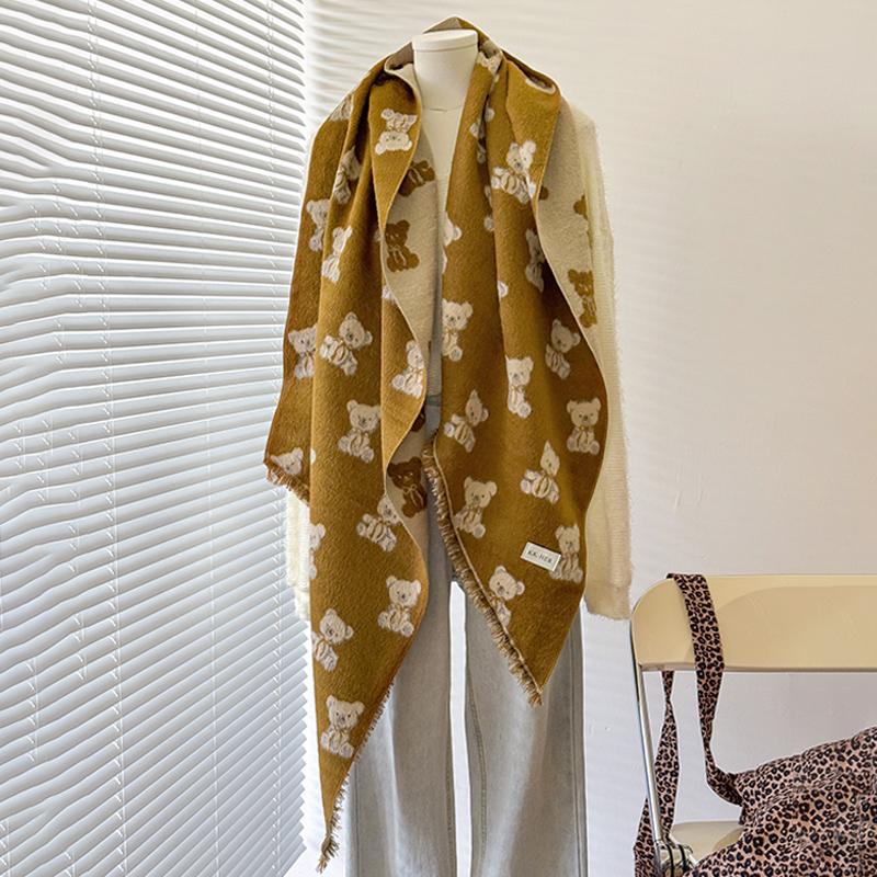  Women's Luxury Cashmere Winter Shawl - Cute Allover Print with Tassels Pashmina Bandana Wrap