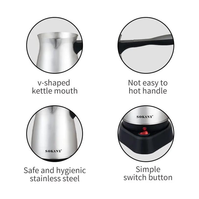 Portable Turkey Coffee Maker Italian Mocha Pot Coffee Tea Milk Heating Cooker Greek Turkish Coffee Machine for Household Office