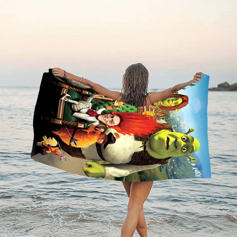 1pc Shrek1 Beach Towel, Beach and Seaside Swimming Pool Equipment, Fashion Pattern, Rectangular, Travel Essentials