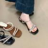 MUKEKe temperament rhinestone with open-toed slippers women's 2025 summer skirt versatile two wear sandals