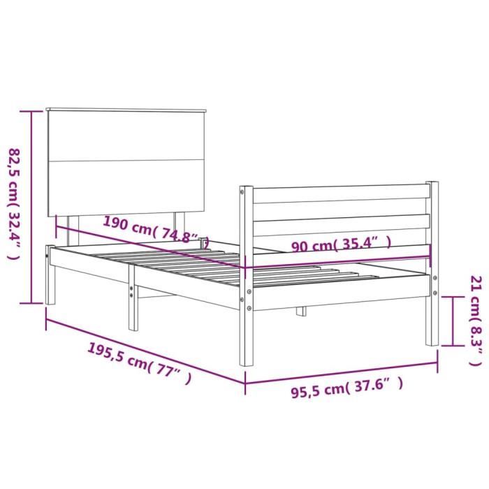 VidaXL Bed Frame with Headboard White Simple Solid Wood 3195187