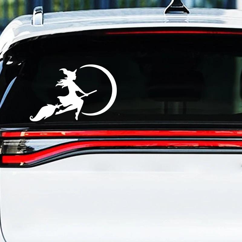LYKX Die Hexe fliegt zum Mond Lustiger Autoaufkleber Vinylaufkleber Selbstklebeaufkleber für den ganzen Körper