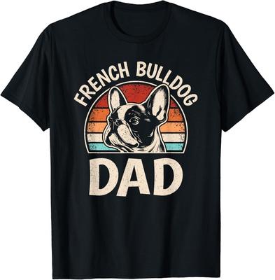 Papa Bouledogue Français Drôle Amoureux de Chien Frenchie Rétro Cadeau Homme T-Shirt Unisexe