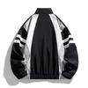 American Vintage Color Block Stand Collar Jacket For Men Women Casual Loose