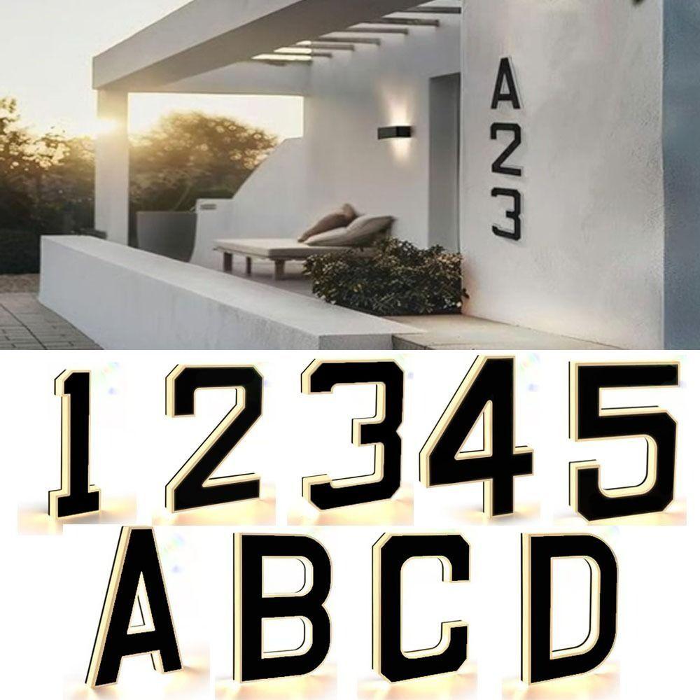 12V Power Illuminated House Number Sign 0-9 A-B Home Wall Decor LED Address Sign House
