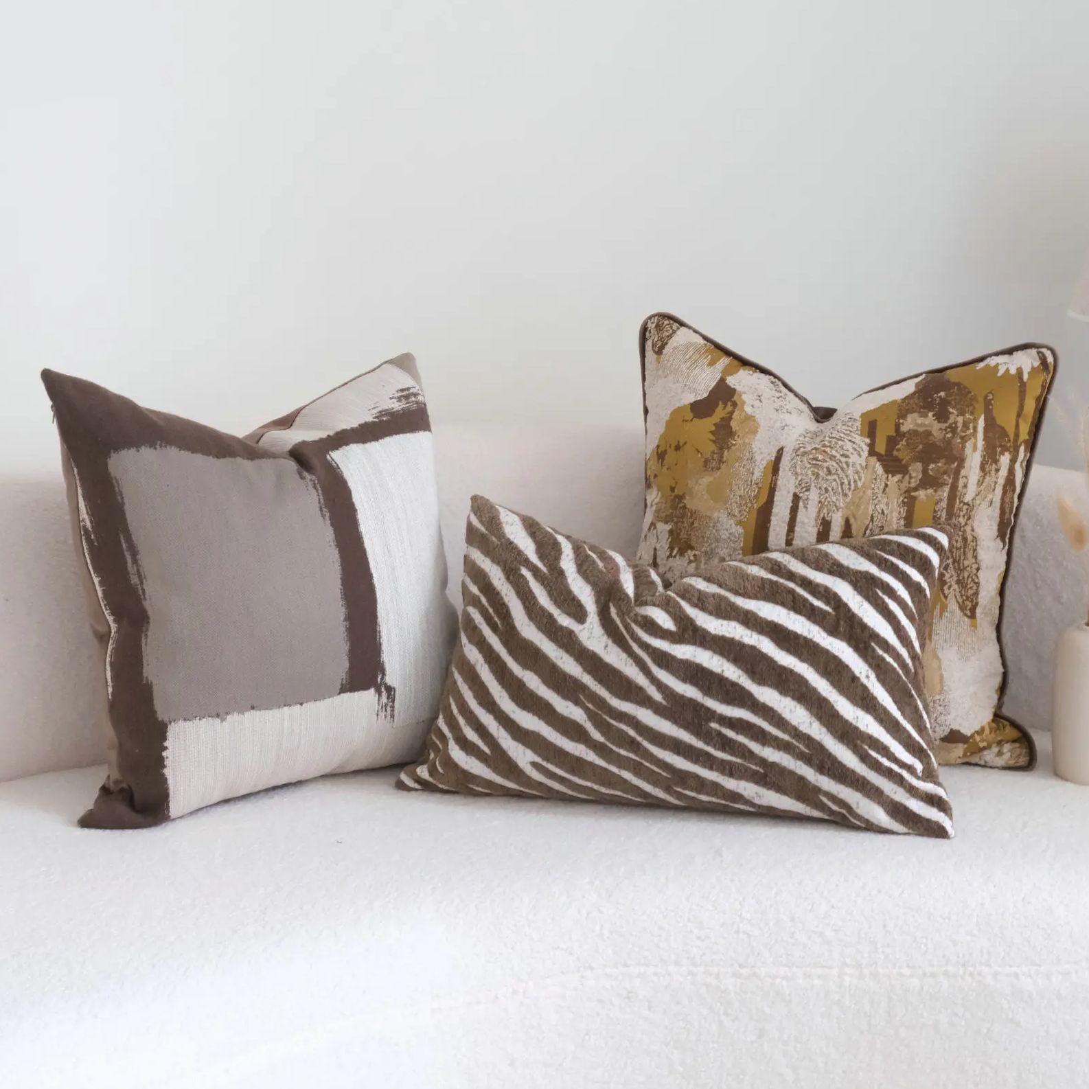 Jmg Clothing Unisex Luxury Decorative Throw Pillow Covers Abstract Brushstroke & Zebra Striped Woven Cushion Cases Pillowcase For Couch Home Decor
