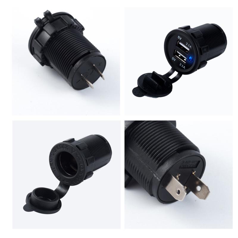 Cigarette Lighter Socket Splitter 12V-24V 2 Port USB Car Charger 5V 4.2A Output with LED Light Power Adaptor Car Accessories