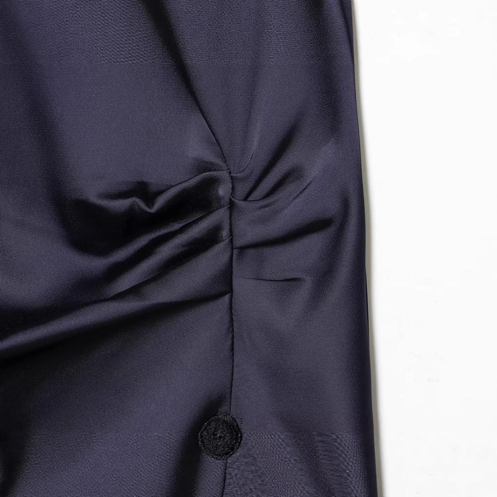 Autunno e inverno nuovi abiti da donna europei e americani temperamento pizzo patchwork raso di seta texture mini abito