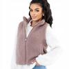 Women's Fur Vest Sleeveless Teddy Bear Zipper Pockets Brown Xxl