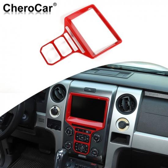 for 2013 2014 F150 Center Console Dashboard Panel Frame Cover Trim Decor Red ABS