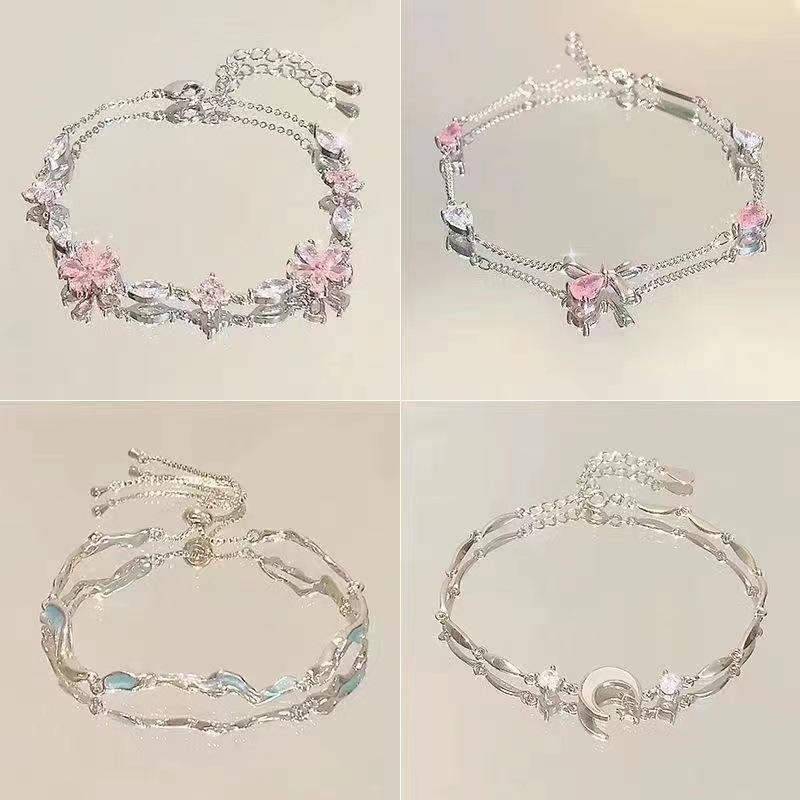 Cherry Blossom Bow Bracelet Advanced Pink Zircon Jewelry Trend Bracelet