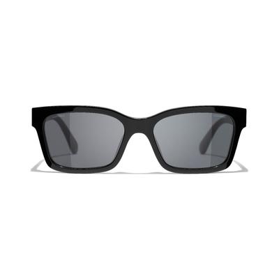 Chanel Letter Decoration Irregular Shape Sunglasses Unisex Sunglasses Black CH5417-1711S4