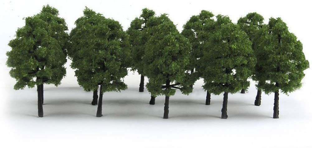 30 Trees for model N railway and architectural Dark green 3.5cm, pieces. railways, forests, gauge, dioramas, structures, models. color.