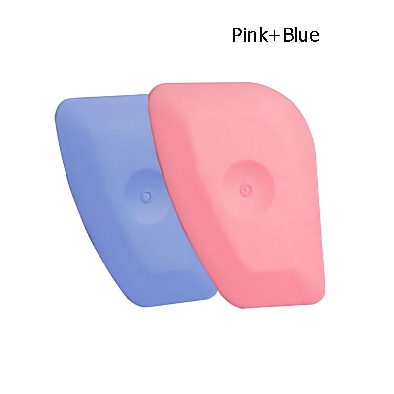 2Pcs Vinyl Label Scraping Tool Soft Blue Squeegee Pink Hard Corner Trimming Scraper Car Stickers Remover Window Tint Tool