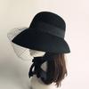 French Retro Mesh Black Woolen Woolen Basin Hat Women'S Autumn And Winter Hepburn Elegant British Versatile Fisherman Top Hat Foreign Trade