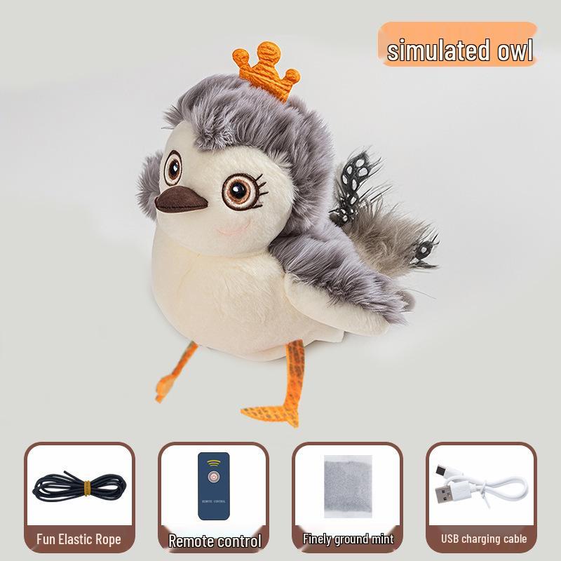 Cross-Border Electric Sparrow Cat Toy: Simulated Shaking Bird with Swinging Wings for Feline Entertainment