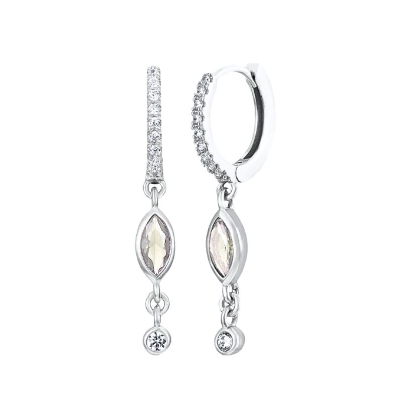 925 Silver Ear Buckles Fashion Hoop Earrings White Crystal Luxury Women's Earrings Wedding Women's Jewelry Premium Gift