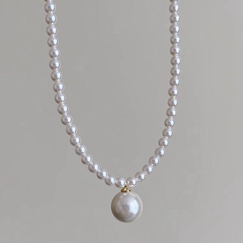 NK-237 Pearl Pendant Round Pearl Necklace, Internet Celebrity Style, High-End Light Luxury, Women's Fashion.
