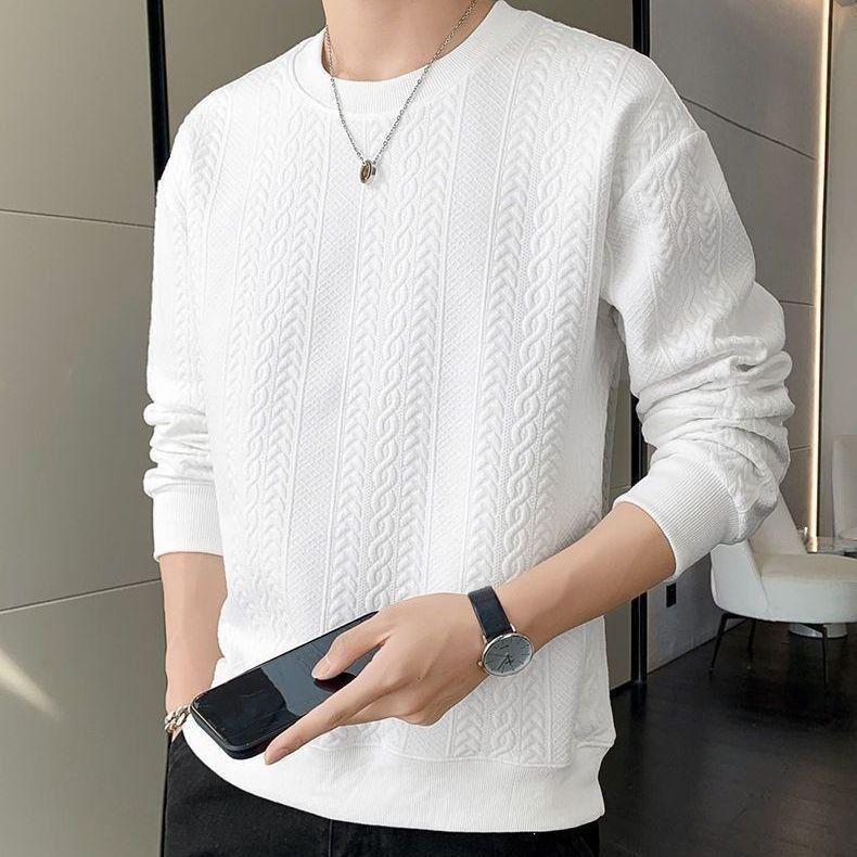Men's Trendy Fleece-Lined Long-Sleeve Sweatshirt for Autumn/Winter