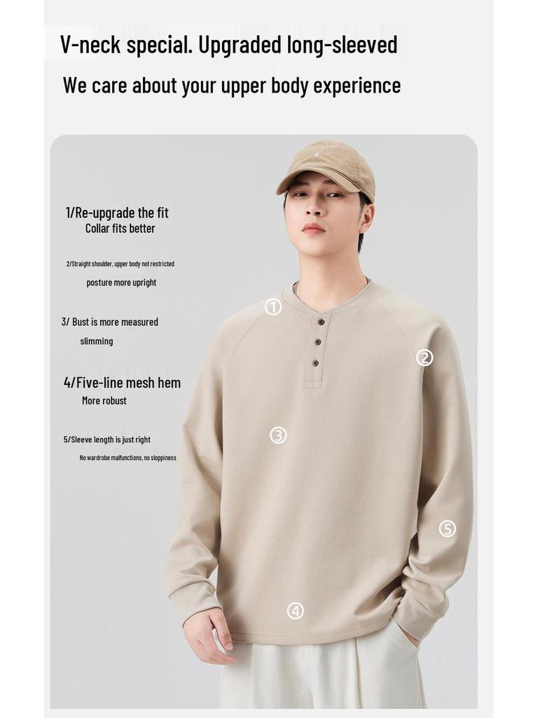 2025 Men's Trendy Casual Long Sleeve T-shirt Sweatshirt: Spring & Autumn Fashion Base Layer