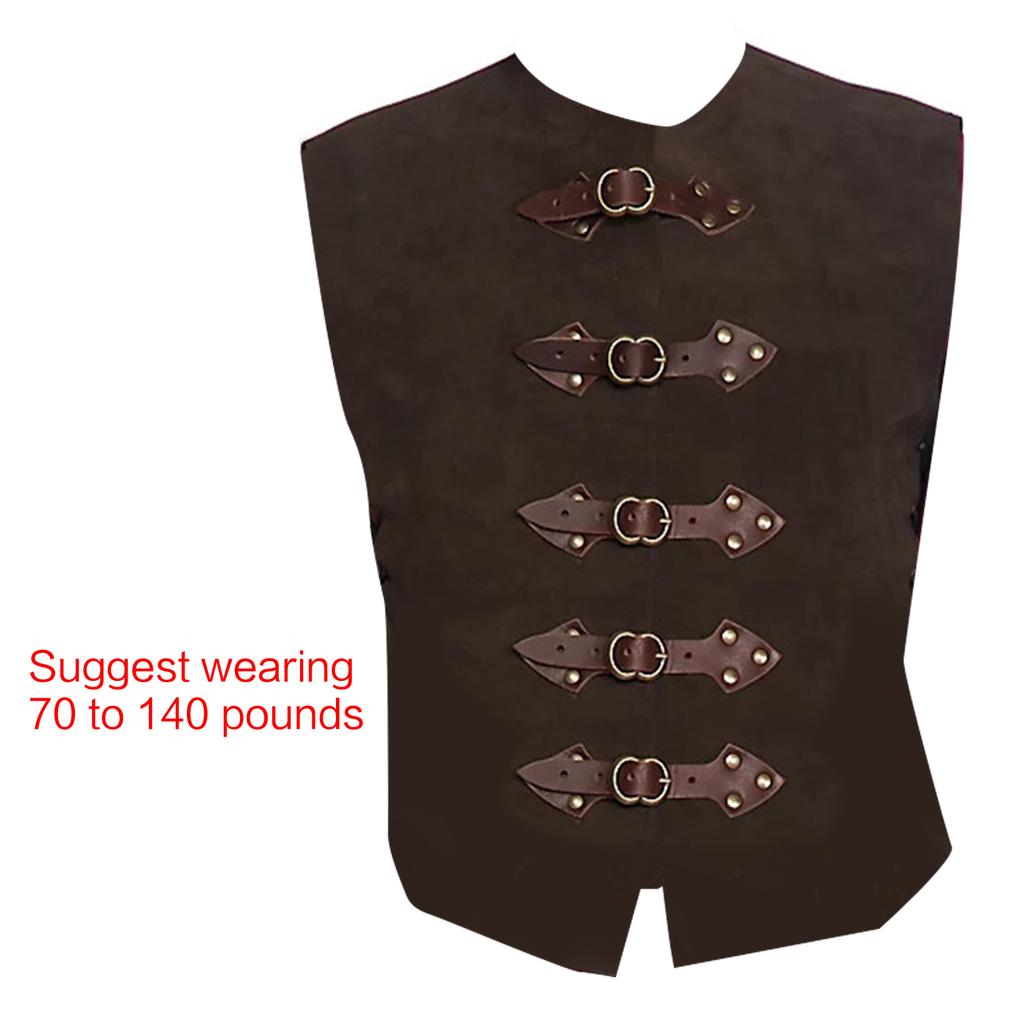Men Medieval Cosplay Vest Medieval Costume Accessories, Medieval Cosplay Vest with Adjustable Buckles and Drawstring