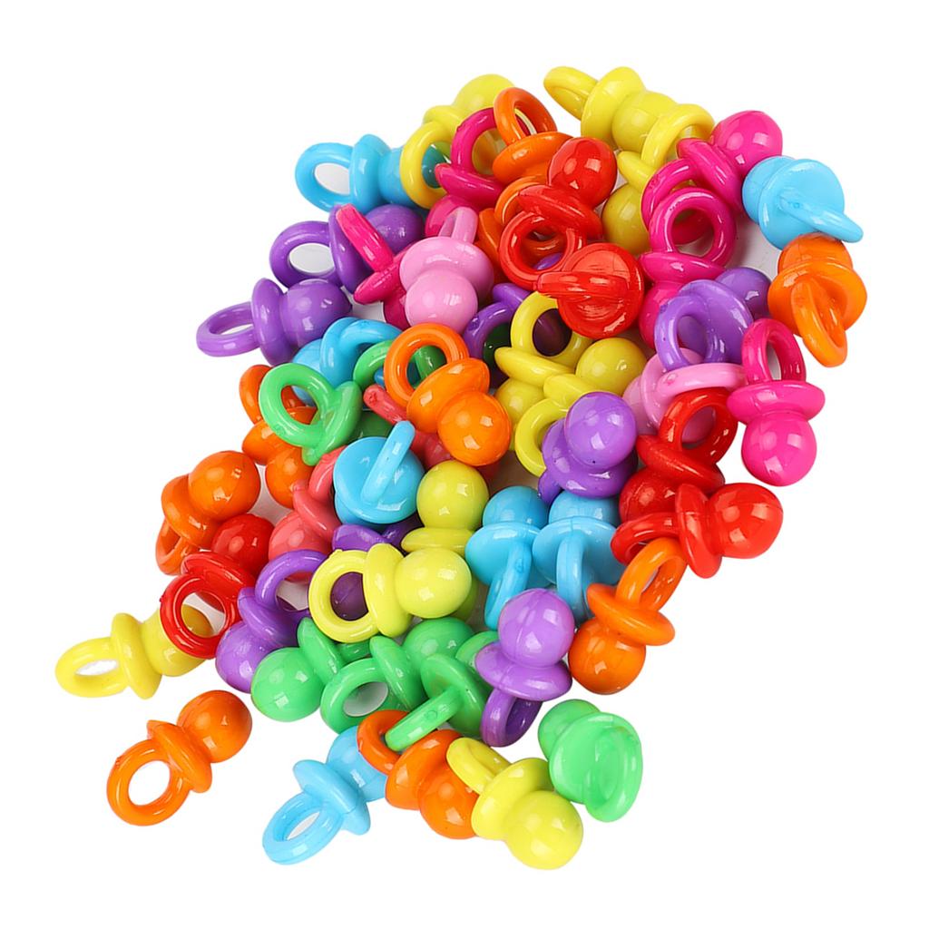 100Pcs Acrylic Pacifier Birthday Party Decoration Baby Baptism Soothing Mini Color Toys