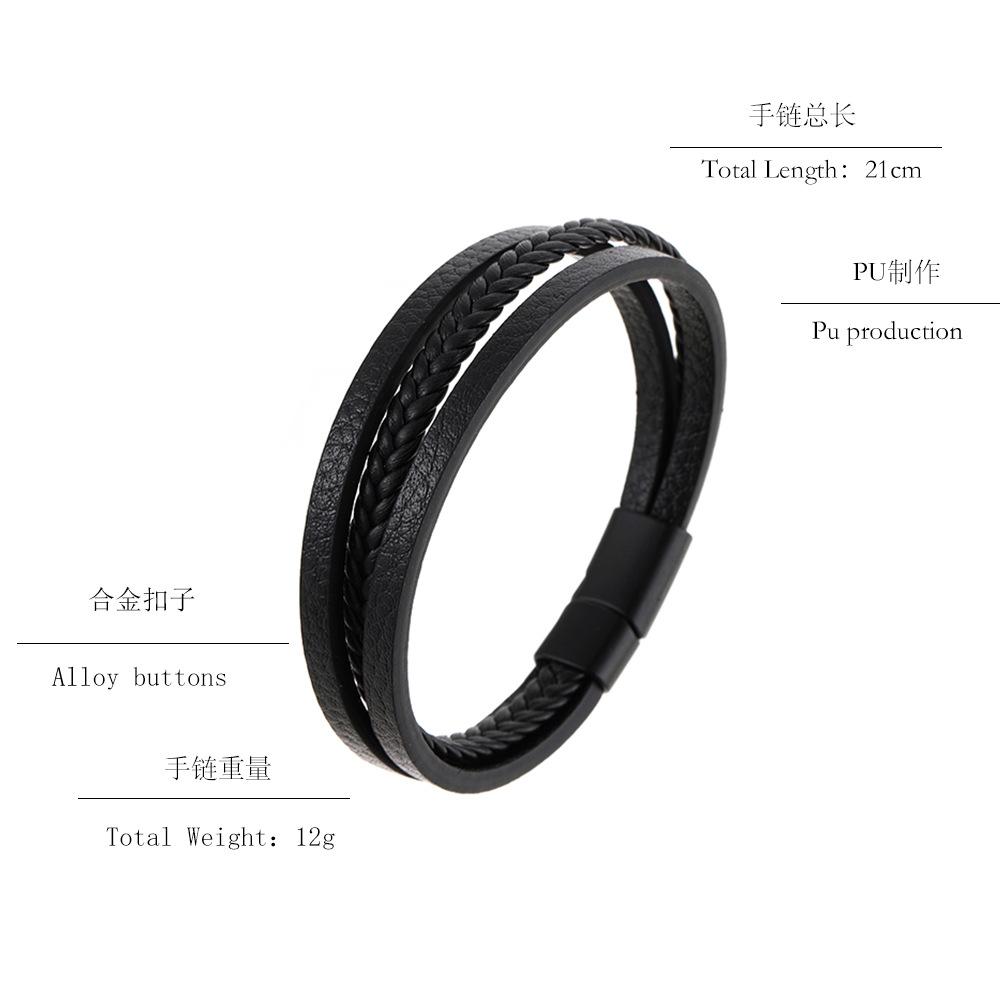 Minimalist Braided Leather Bracelet For Men Vintage Trendy Wristband Accessory Durable Stylish