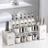 Qianxing Ceramic Seasoning Jar & Oil Bottle Set with Storage Rack