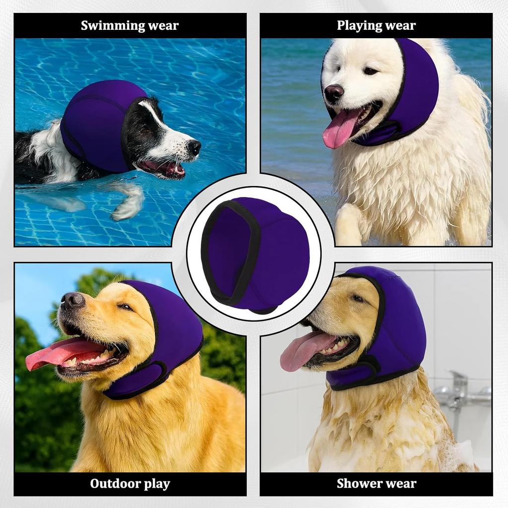 Dog Ear Muffs Noise Protection, Dog Ear Covers for Bath, Grooming, and Swimming, Comfortable Ear Protection for Dogs with Adjustable Fit, Purple,