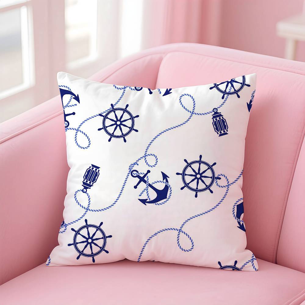 marine theme rudder anchor animals Pillow Case pattern printing pillowcase living room sofa cushion cover bedroom room decor