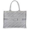 Book Tote Medium Tragetasche Schräge Stickerei Hellgraue Baumwolle Damen Gebraucht