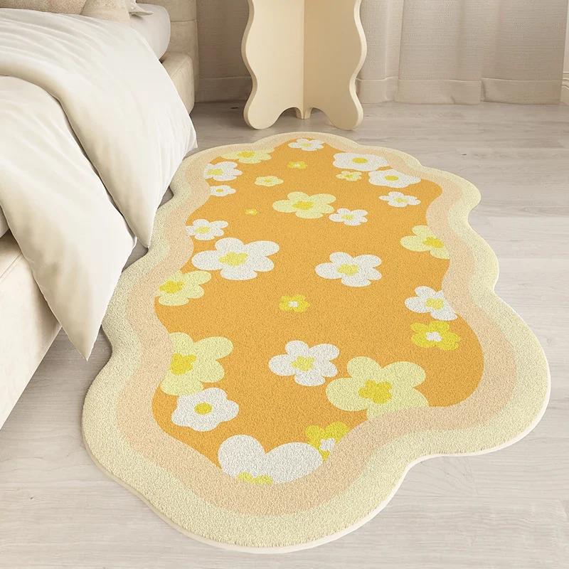 Fluffy Soft Bedroom Decoration Bedside Rug Nordic Style Carpets for Living Room Irregular Plush Floor Mat Washable Lounge Carpet