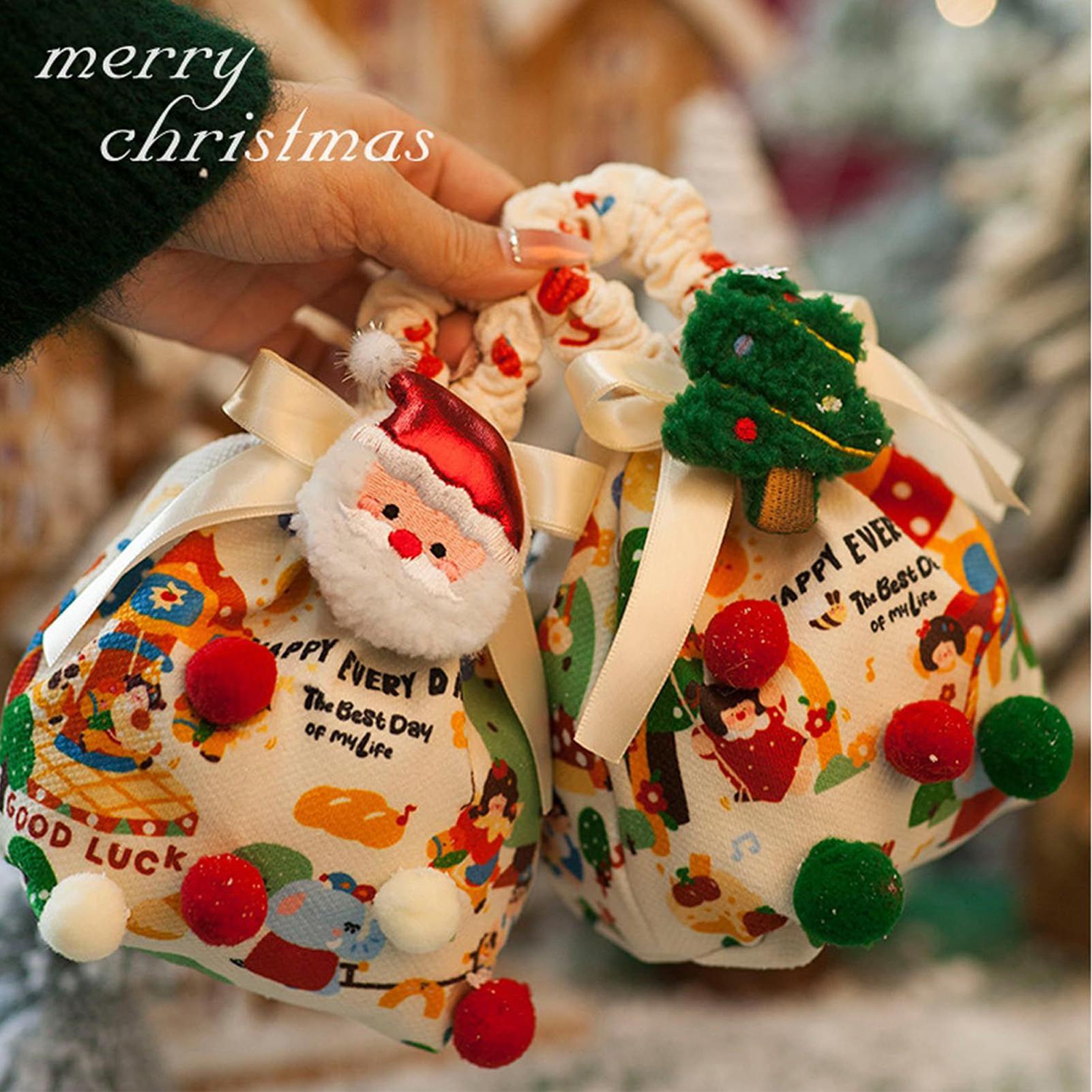 Christmas Treat Bags Christmas gift bags reusable gift candy fruit cloth packaging bags Holiday Wrapping Pouch Party Favors C