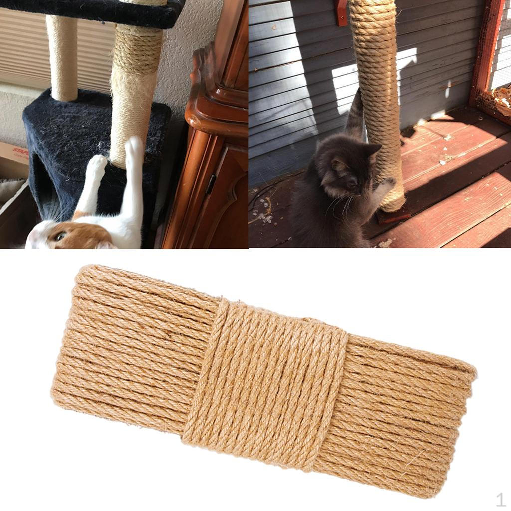 

Hessian Jute Cat Scratching Board 4mm/5mm/6mm Grinding Claw Toy Sisal Rope for Crafts Decor Gift 4mm 10m