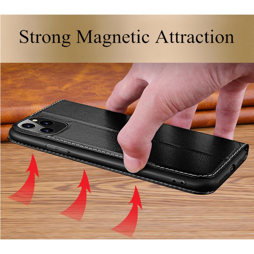Genuine Leather Clear View Window Phone Case for iPhone 15 14 13 12 11 Pro Max XR XS X 7 8 Plus SE 2020  Magnetic Flip Cover