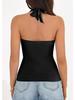 European & American Women's Sleeveless V-neck Halter Backless Top - Solid Color, Sexy Summer Style